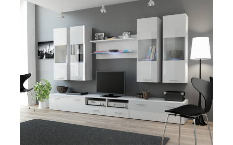 Вітальня DREAM 1 білий - білий глянець CAMA MEBLE Польща